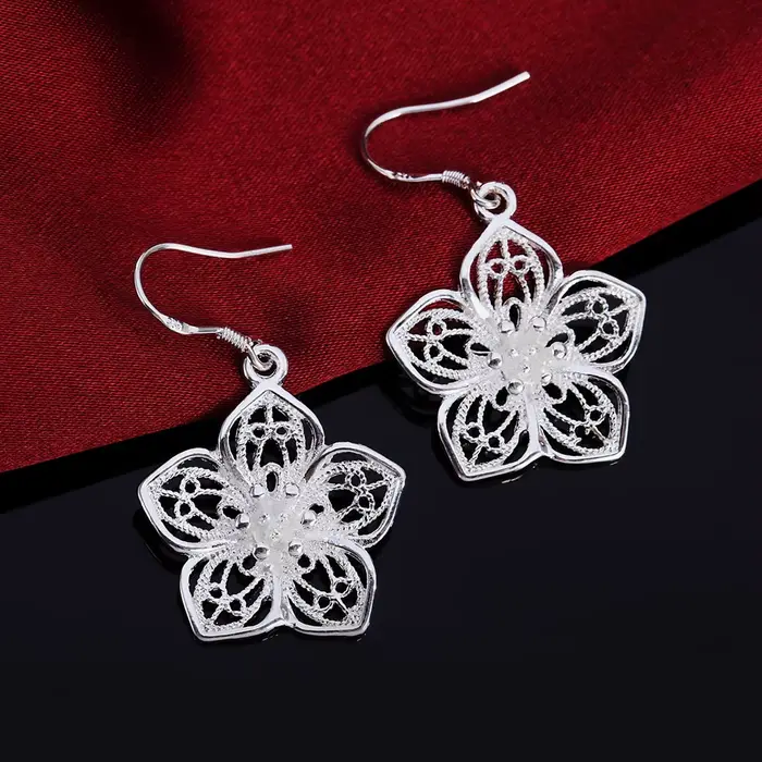 Boucles d'oreilles en argent Sterling 925 pour femmes, bijoux de haute qualité, mode rétro fleurs, c