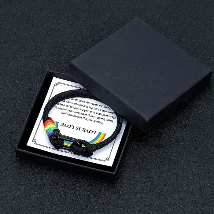 Bracelet en ULarc-en-ciel tressée multicolore pour couple