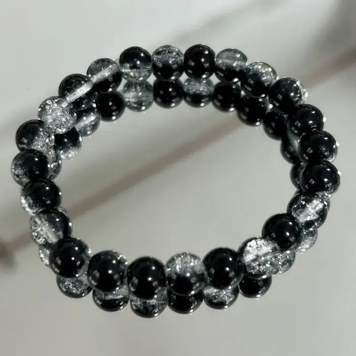 Bracelet de perles rondes élastiques simples pour hommes et femmes, bracelet craquelé fait à la main