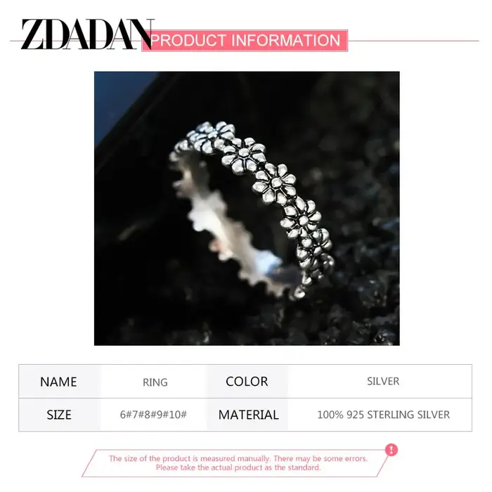 ZDADAN 925 en argent Sterling nouveauté bague marguerite pour les femmes mode bijoux de mariage