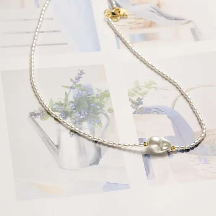 Collier ras du cou de luxe haut de gamme en nacre de mer profonde française avec chaîne perlée, bijo