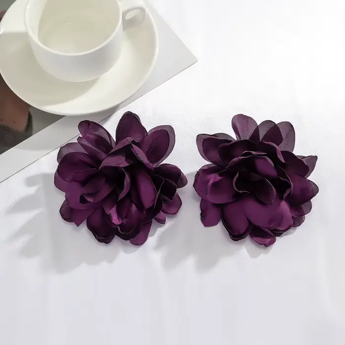 Lacteo-Grandes Boucles d'Oreilles Fleur Rose pour Femme, Bijoux, Breloque Pétale Multicouche, Mariag