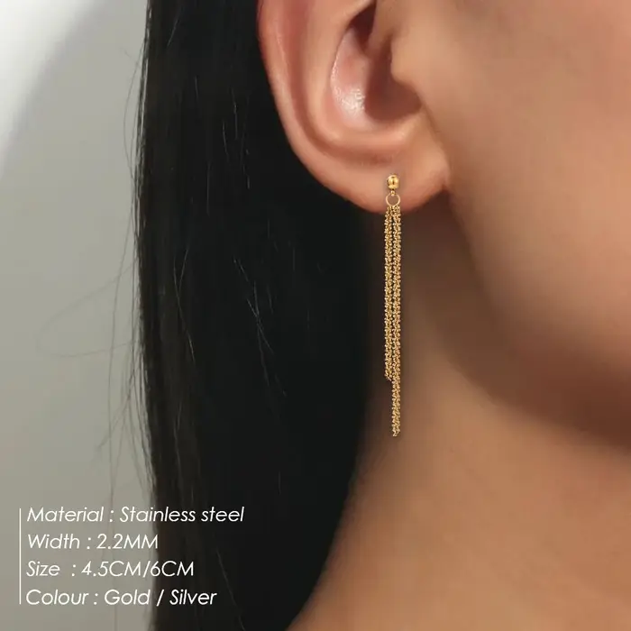 Boucles d'oreilles en acier inoxydable avec placage or 14 carats design géométrique classique pour femmes occasions spéciales étanches et hypoallergéniques