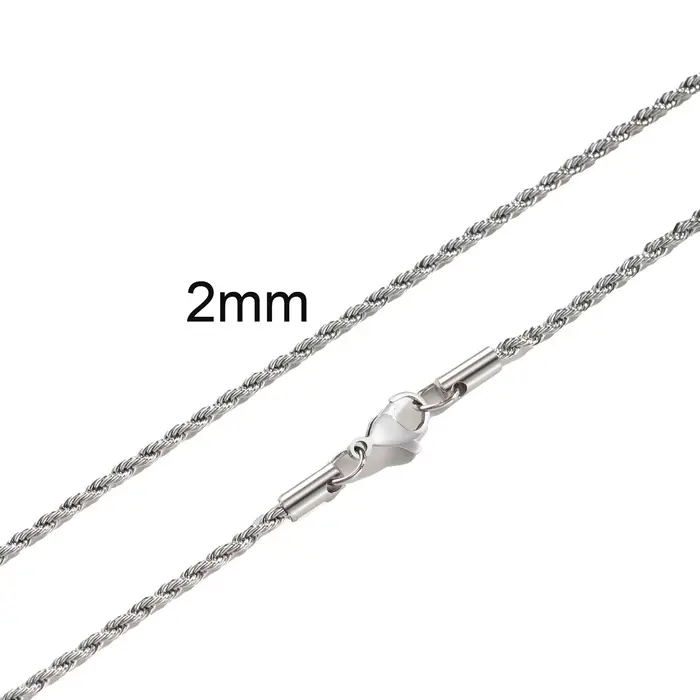 Collier chaîne en corde style punk vintage pour hommes et femmes, chaîne torsadée en acier inoxydabl