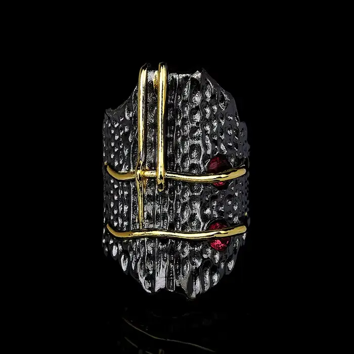 Bague moderne en argent 925 pour femmes, Style ethnique, grenade, rubis, bijoux créatifs, or noir, b