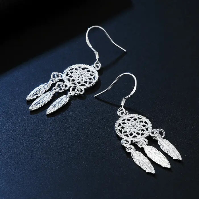 Boucles d'oreilles vintage Dream Catcher en argent 925 pour femmes occasions spéciales mariage anniversaire fiançailles party birthday engagement