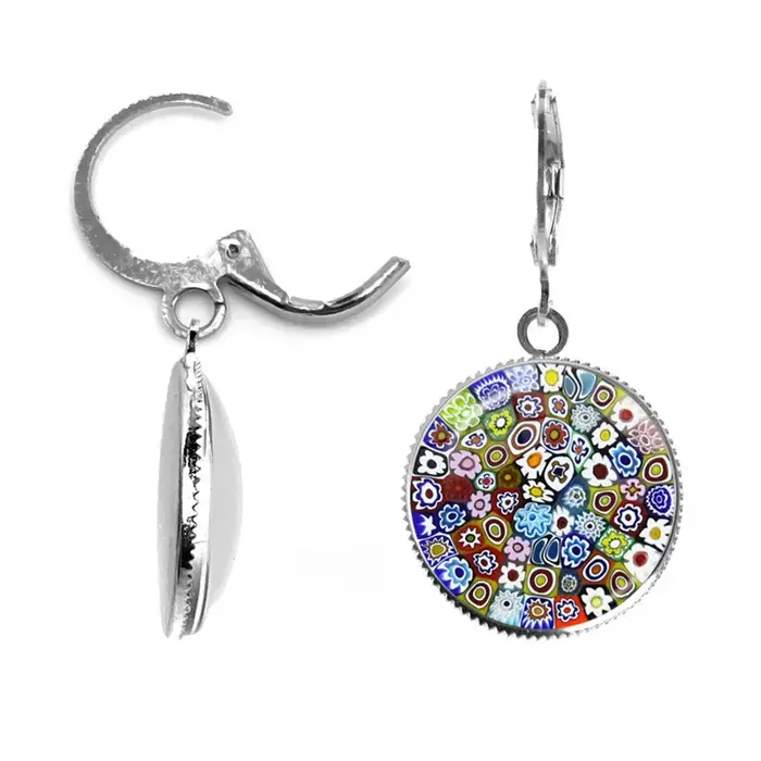 Boucles d'oreilles en forme de fleur de Murano Millefiori, bijoux pour femmes et filles, multicolore