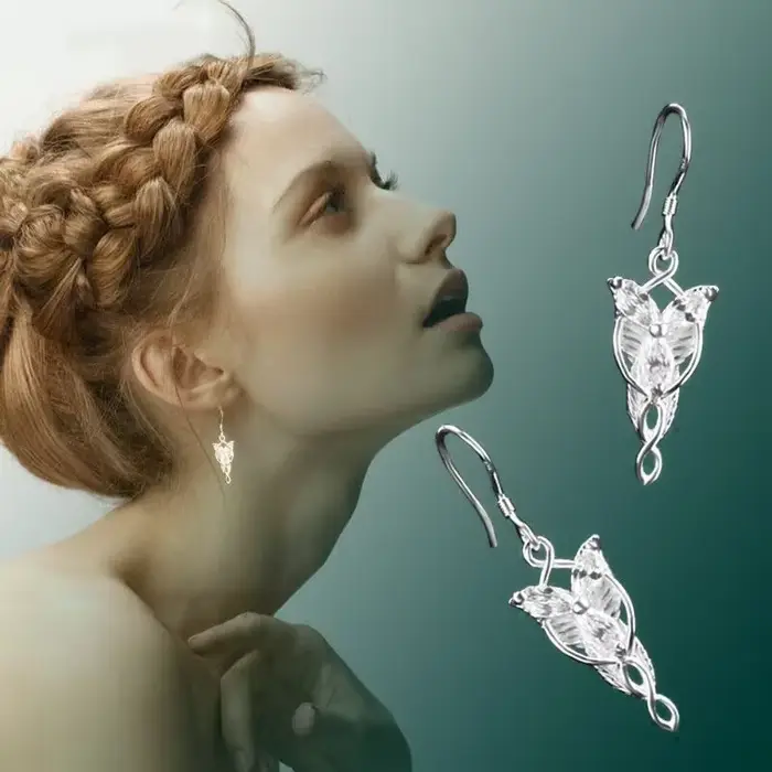 Arwen Evenstar-Boucles d'oreilles en argent regardé S925 pour femme, Elfstone Eellers ar Aragorn Galadriel, Elfes Princess Crystal Movie Jewelry