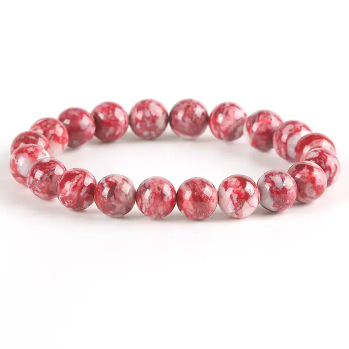 Bracelet Rare en jaspe Oriental rouge naturel