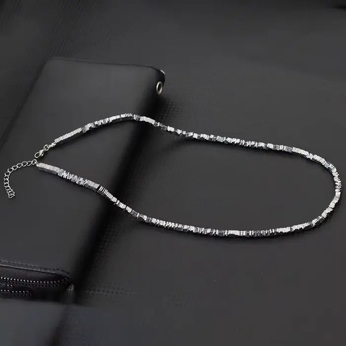 Collier de perles en pierre d'hématite exquise pour hommes, 4 Styles, couleur argent or, 19 pouces, collier court, bijoux, accessoires de loisirs de richesse