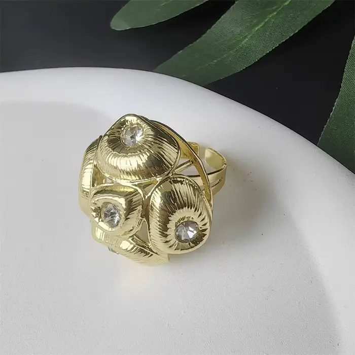 ESALE luxe dubaï couleur or ensemble de bijoux pour femmes collier boucles d'oreilles Bracelet et bague 4 pièces ensemble de bijoux complet