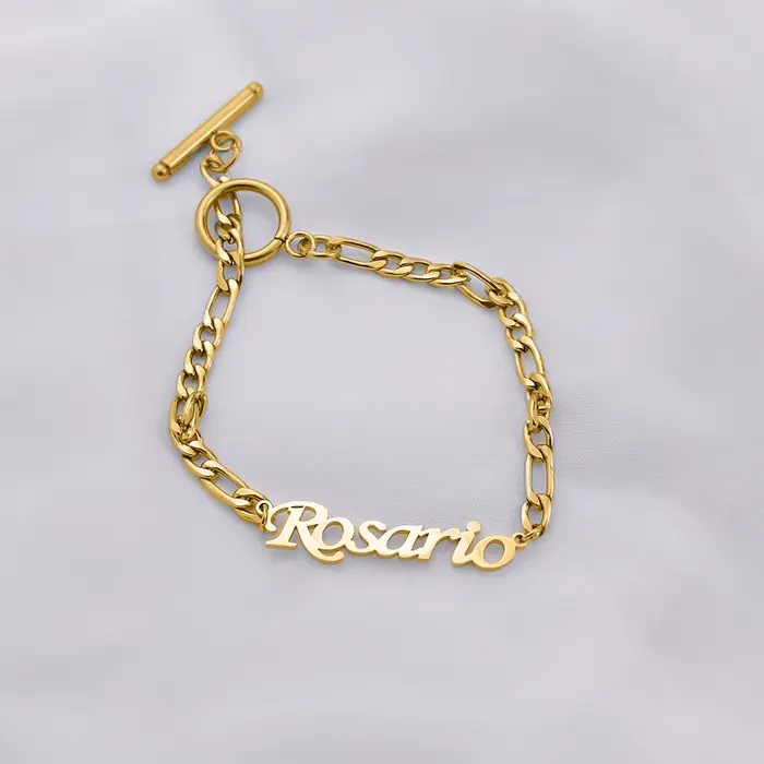 Bracelet personnalisé avec nom pour femme, or, acier inoxydable, bracelets de couple, lettres pour bracelet OT Structure