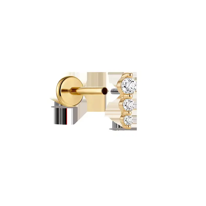 DIeSchein Boucles d'oreilles clous à dos plat en or massif 14K pour femme, délicates et minimalistes
