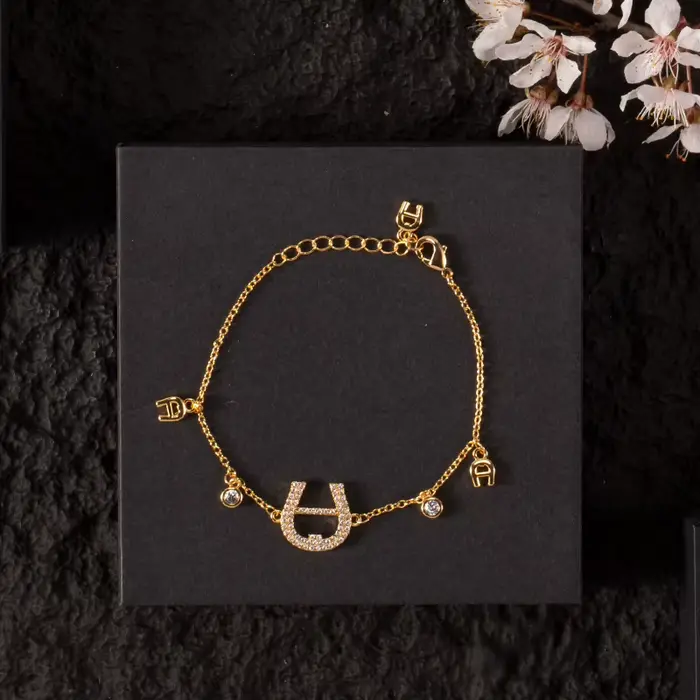 Bracelet fer à cheval scintillant délicat et raffiné pour femmes, bijoux fins de haute qualité, à la