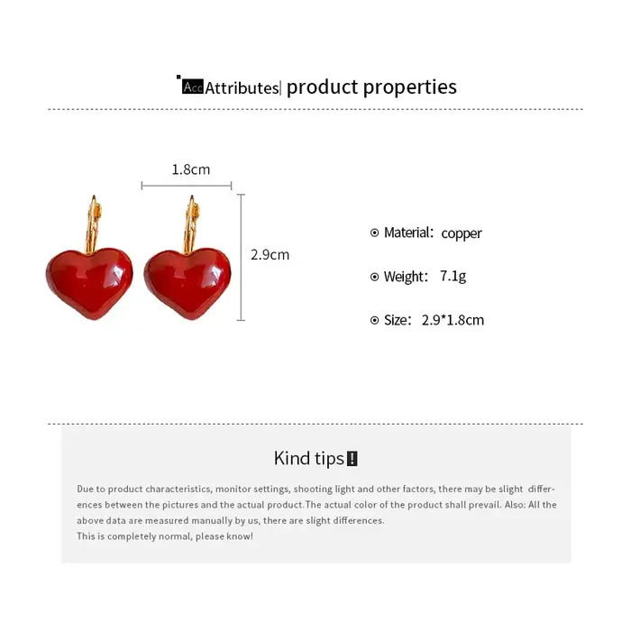 Boucles d'oreilles en forme de cœur rouge