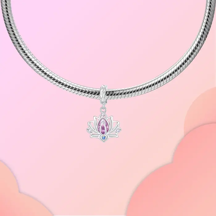 Pendentif fleur de Lotus en argent Sterling 925