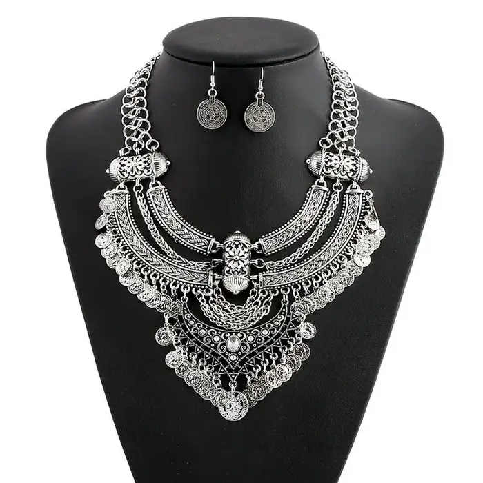 Ensembles de bijoux de collier ras du cou pour femmes, collier de déclaration bohème gitane ethnique