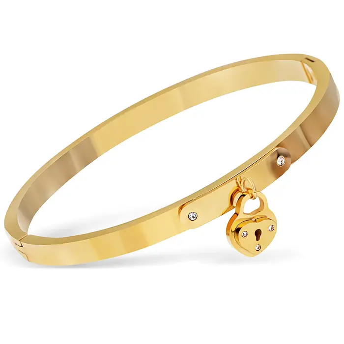 Bracelet en acier inoxydable serti de cristal or rose pour femmes occasions spéciales symbole amour éternel