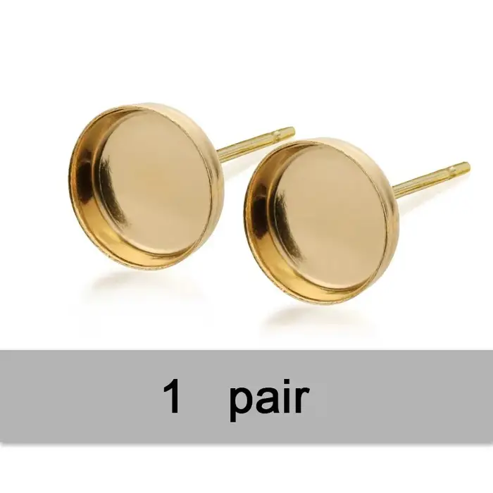 Boucle d'oreille à lunette ronde remplie d'or 14 carats, tasse de bricolage à la main, accessoires d