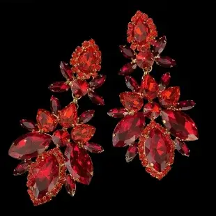 Parure de collier rouge CUIER avec boucles d'oreilles imposantes, accessoires de bijoux polyvalents 