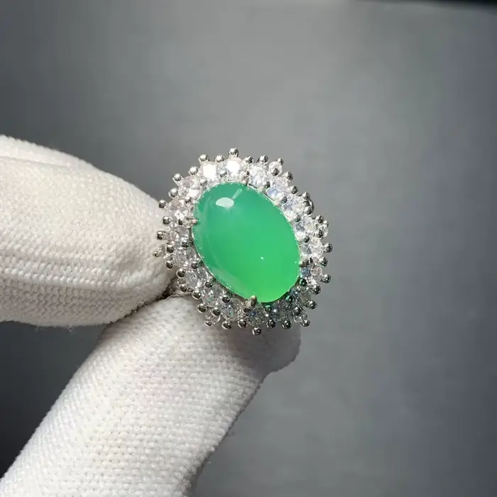 Bague en calcédoine naturelle, bijoux féminins réglables, cadeau pour femmes, vente en gros, haute qualité, Vintage fin