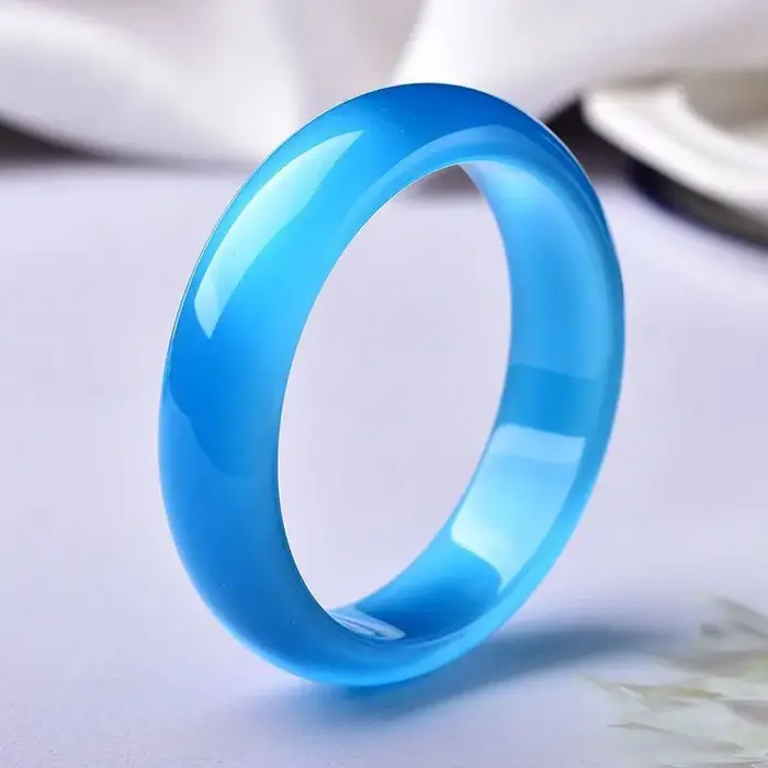 Bracelet en pierre œil de chat bleu, édition large à la mode pour femmes, édition coréenne, cadeau S