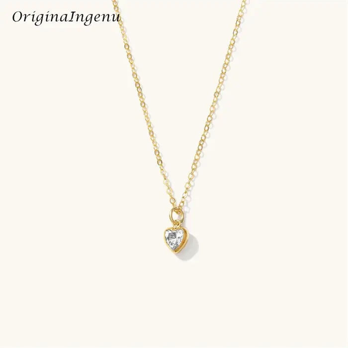 Collier en forme de cœur rempli d'or 14 carats, minimaliste, délicat, breloque de cœur, résistant à 