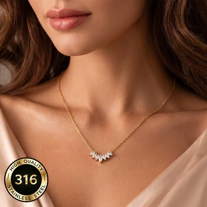 Bijoux en acier inoxydable et zircon pour femmes, délicats et minimalistes, élégants et haut de gamme, ne se décolorent pas, parfaits pour un usage quotidien