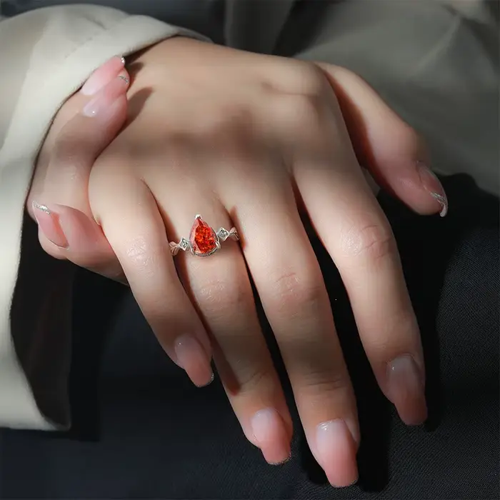 Bague en argent 925 avec pierres précieuses pour femmes