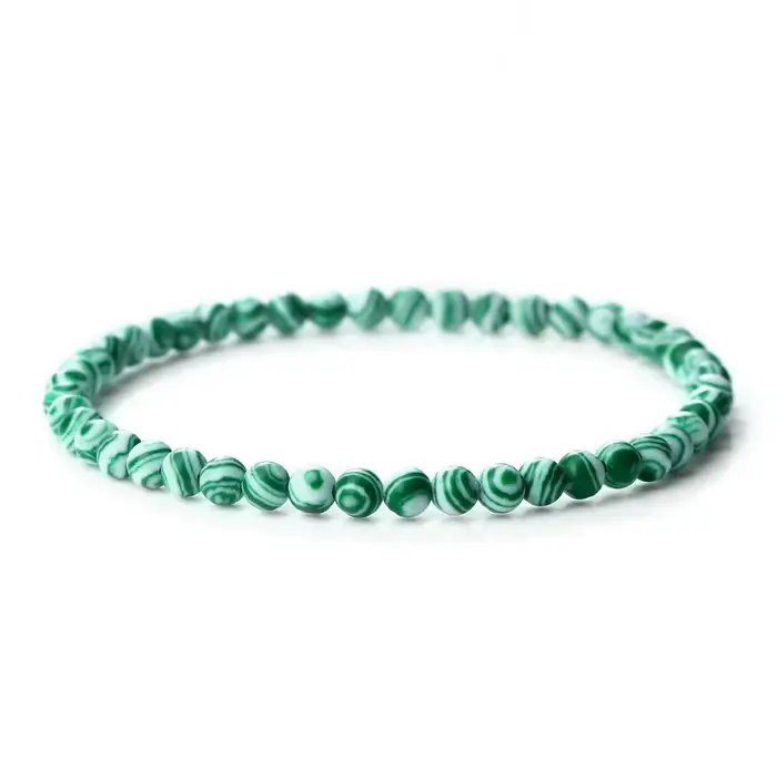 Bracelet de perles élastiques 4mm, pierre Malachite verte naturelle, Chakra, Bracelet de Couple pour