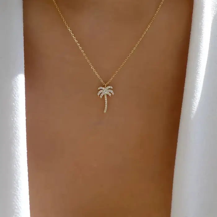 Collier en cristal de palmier AMP pour femme, tour de cou JOChoker, bijoux exquis, clavicule en méta