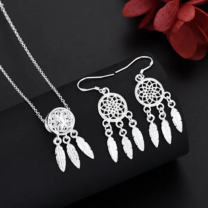 URMYLADY – collier et boucles d'oreilles en argent Sterling 925 pour femmes, ensemble rétro, cadeau 
