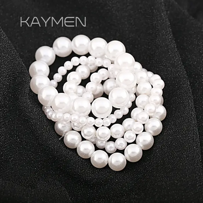 5 pièces par ensemble élastique Imitation perles Bracelets pour femme taille