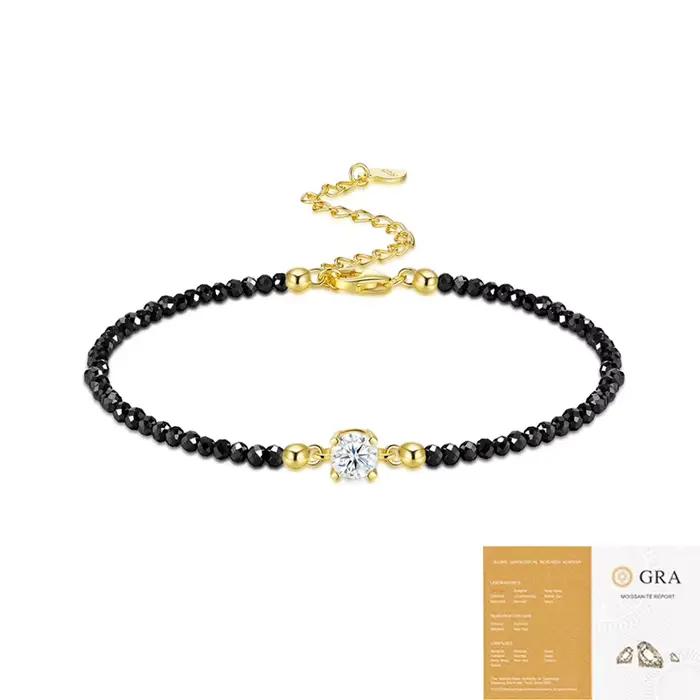 Bracelet à perles en argent 925 avec diamant moissanite pour femme, ne se décolore pas, non allergiq