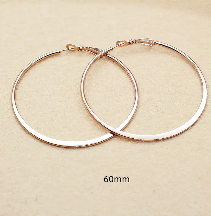 Boucles d'oreilles en acier inoxydable, 1 paire, pour femmes, 60 mm, couleur rose, boucles d'oreille
