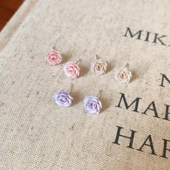 Boucles d'oreilles à fleurs roses pour femmes et filles