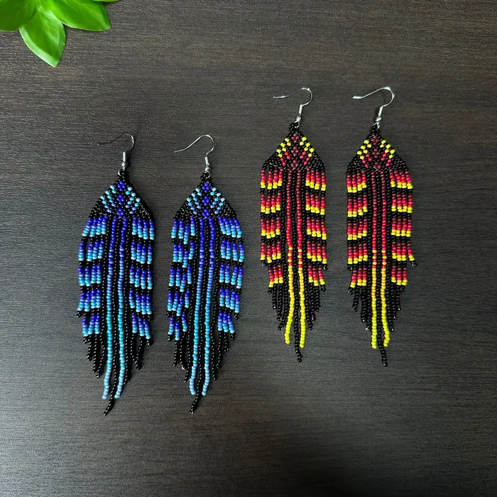 Boucles d'oreilles pendantes géométriques à franges