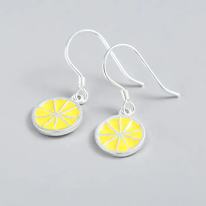 Boucles d'oreilles pendantes en argent Sterling 925 pour femmes, en forme de citron, bijoux coréens