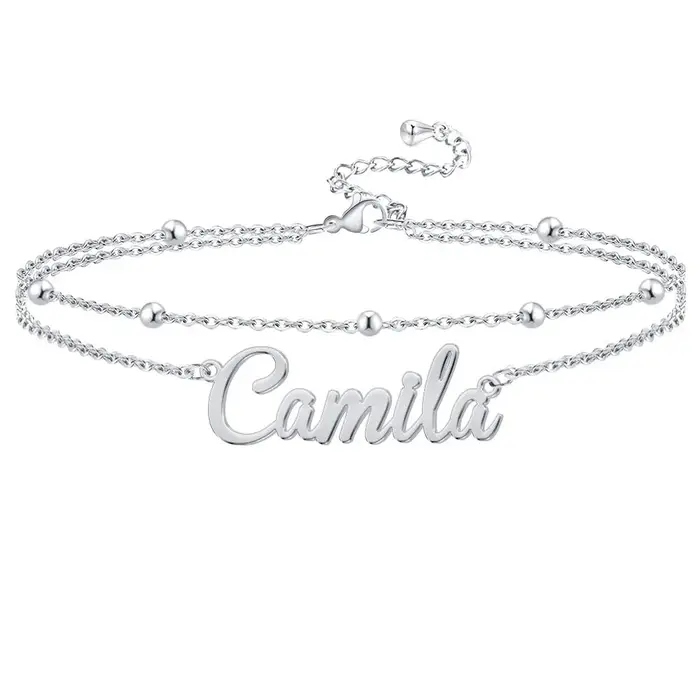 Bracelet de cheville personnalisé avec nom pour femmes, Bracelet de cheville délicat, bijoux de plag