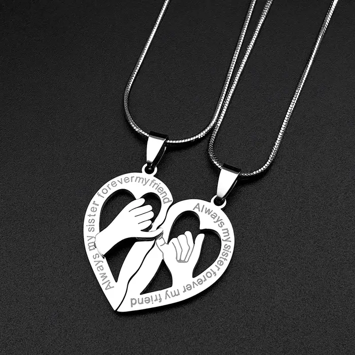 Chaîne d'amitié cœur BFF pour amoureux, sœurs, en acier inoxydable couleur or, collier d'amour pour 