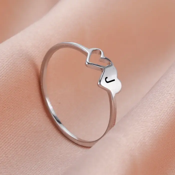 COOLTIME – bague avec lettre initiale pour femmes