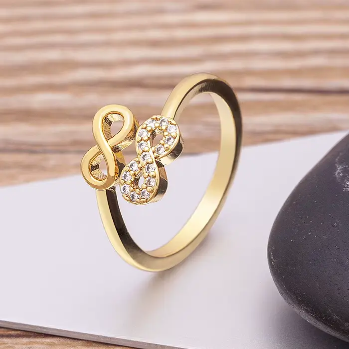 Nidin – bague ouverte en cuivre et Zircon pour femmes, Design infini créatif, mode exquise, bijoux d
