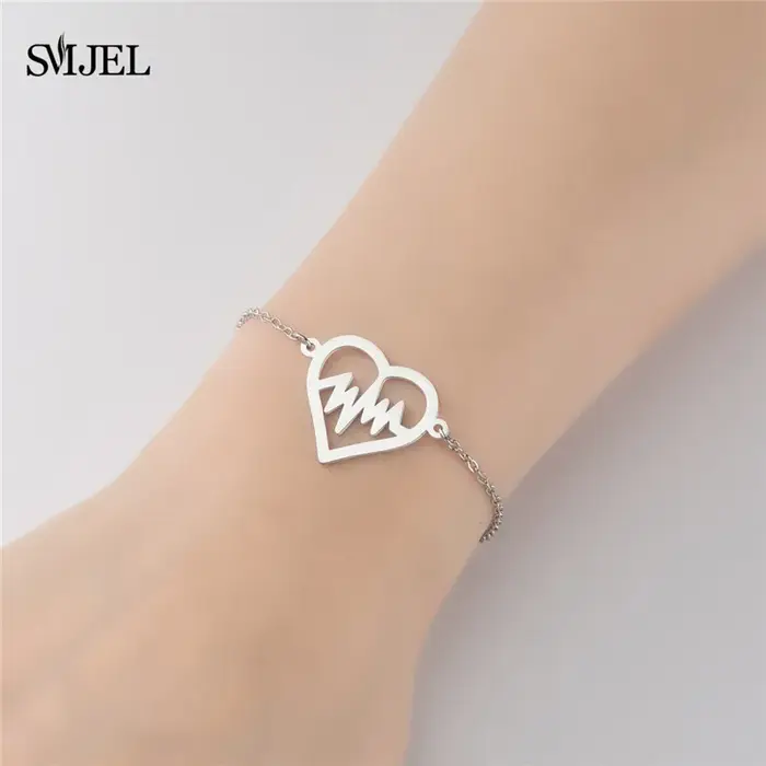 Bracelets à breloques minimalistes en forme de cœur d'amour doré, en acier inoxydable, petits Bracel