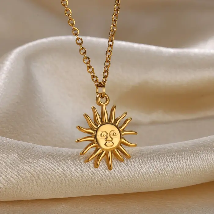 Collier géométrique en acier inoxydable pour femmes, pendentif tournesol, chaîne de clavicule, acces
