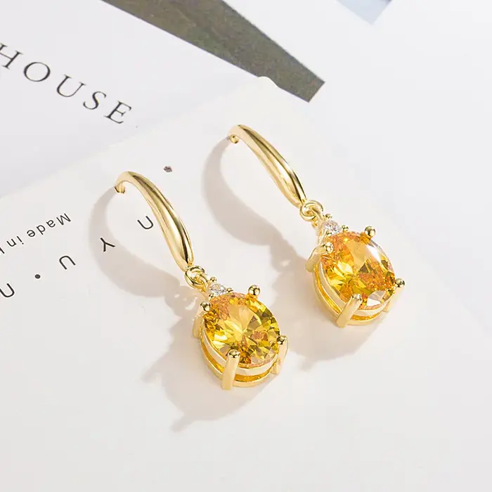DIWENFU 14K or jaune bijoux boucle d'oreille pour les femmes Orecchini Aretes De Mujer