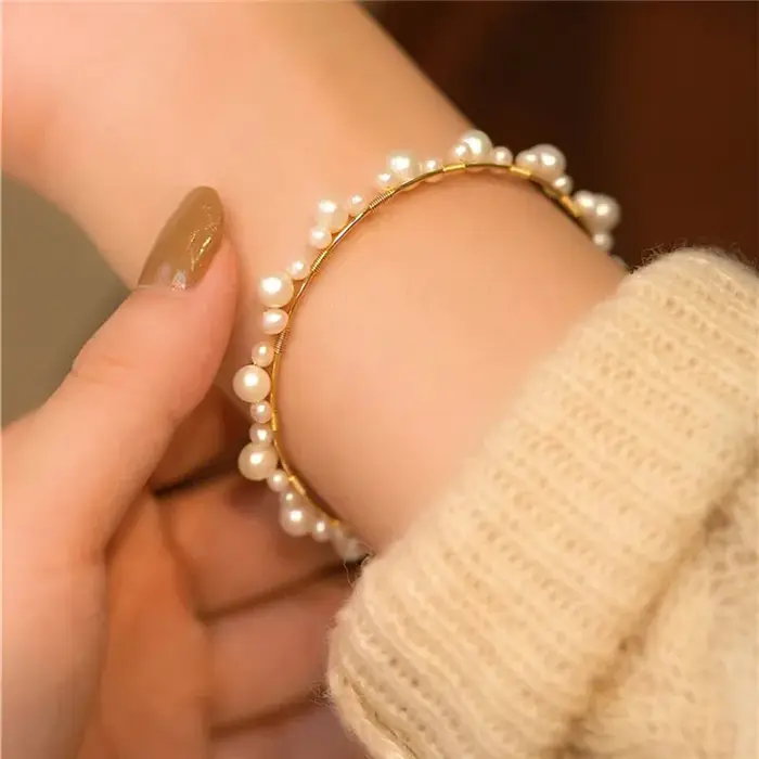 Bracelet de perles baroques naturelles, Vintage, rempli d'or 14K, bijoux faits à la main, style Boho