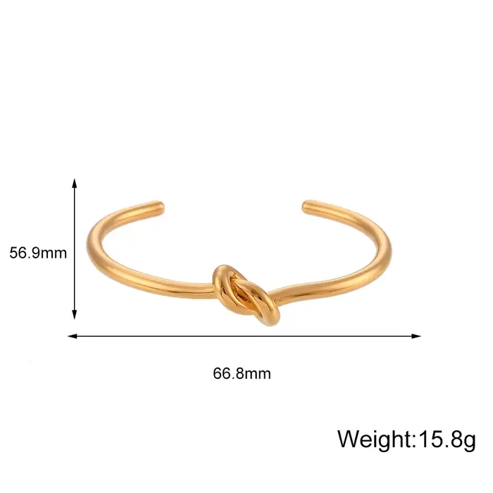 E.B.belle minimaliste 18K plaqué or noeud manchette bracelets pour femme en acier inoxydable bijoux 