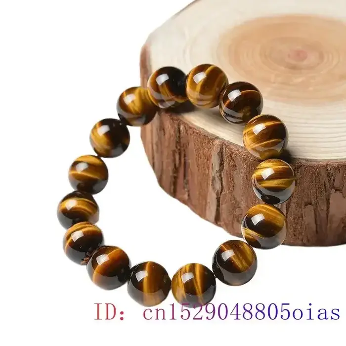 Bracelet de perles en Œil de Tigre vintage énergie véritable perle sculptée bijou pierre précieuse à la mode cadeau homme occasions spéciales