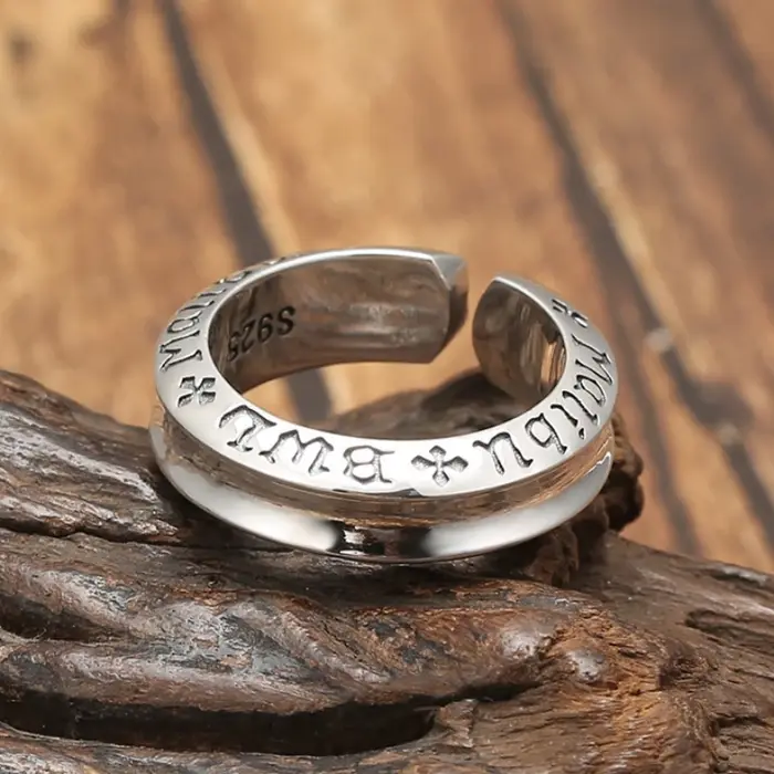 Bague en argent S925 style punk lettre pour homme occasions spéciales hip-hop soirée chic