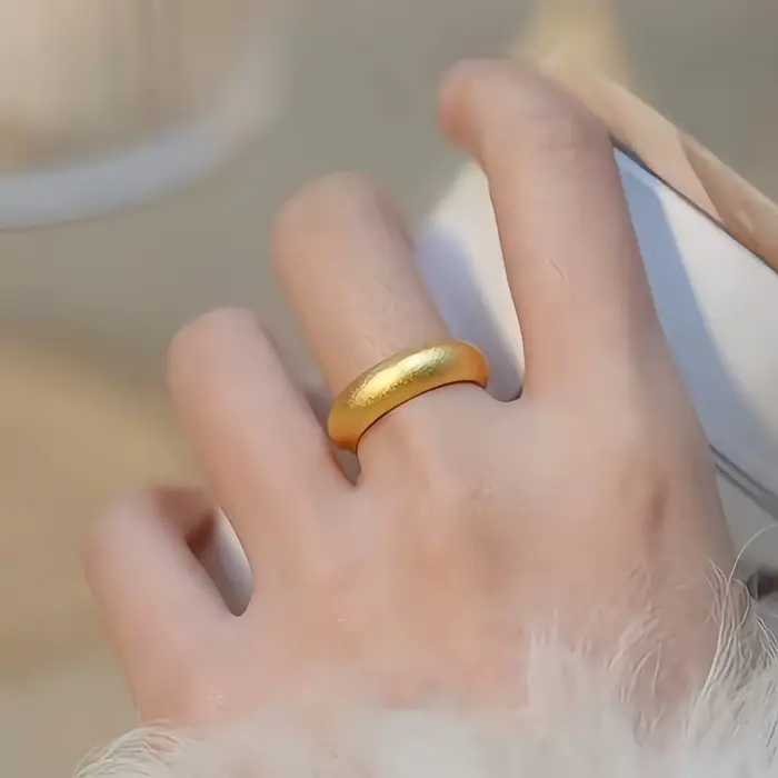 Bague de luxe en or véritable 9999 24K